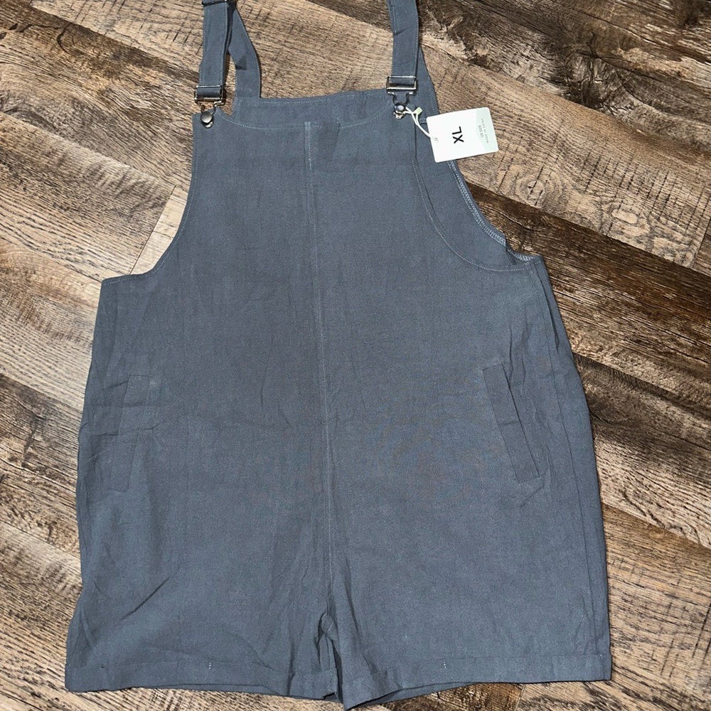 Gray Shorts Overalls with Adjustable Straps